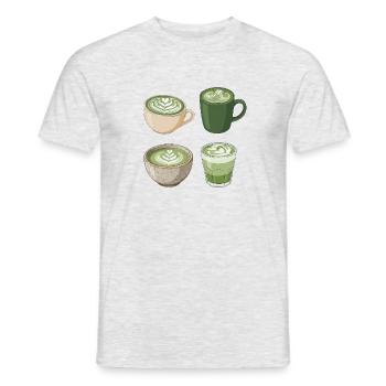 Matcha Liebe – Süße Matcha Latte Illustration - Männer T-Shirt - Grau meliert - Vorne - AI Model Male 178 dark (178cm)