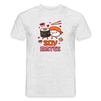 Soy Mates Valentine – Lustiger Sushi-Humor - Männer T-Shirt - Grau meliert - Vorne - AI Model Male 178 dark (178cm)