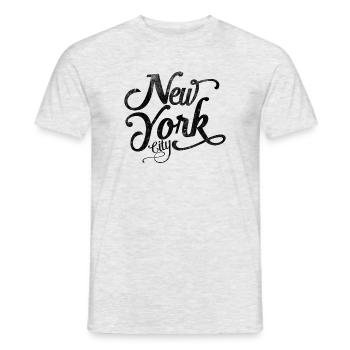 New York City - Black Vintage Script - T-shirt homme - gris chiné - Devant - AI Model Male 178 dark (178cm)