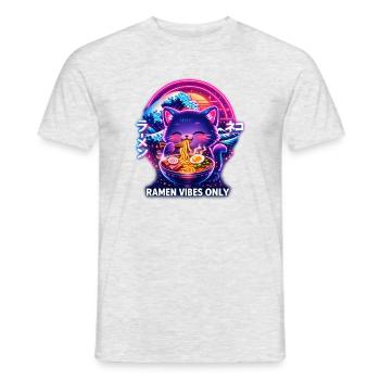 Ramen Cat Neon Cyber Gaming - Men's T-Shirt - heather grey - Front - AI Model Male 178 dark (178cm)
