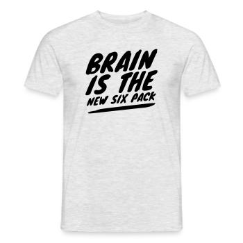 Das Gehirn ist das neue Sixpack – Kluger Humor - Männer T-Shirt - Grau meliert - Vorne - AI Model Male 178 dark (178cm)