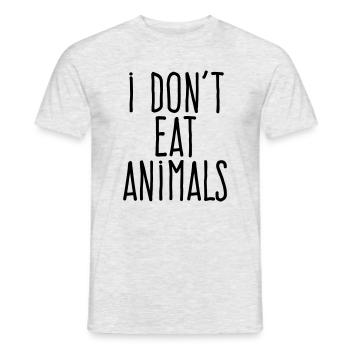 Ich esse keine Tiere – Zitat zum veganen Lebensstil - Männer T-Shirt - Grau meliert - Vorne - AI Model Male 178 dark (178cm)
