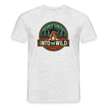 Into The Wild Camping Natur Lagerfeuer Outdoor - Männer T-Shirt - Grau meliert - Vorne - AI Model Male 178 dark (178cm)
