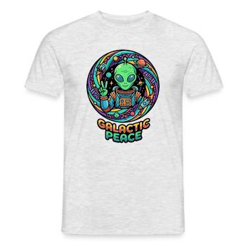 Galactic Peace Greeting Alien Peace Sign - Men's T-Shirt - heather grey - Front - AI Model Male 178 dark (178cm)
