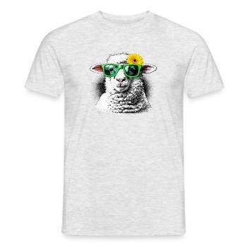 Modernes Schaf – Blume Gerbera Sonnenbrille Kunst - Männer T-Shirt - Grau meliert - Vorne - AI Model Male 178 dark (178cm)