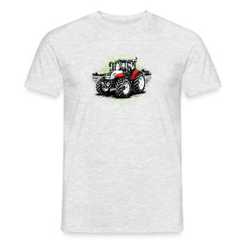 Roter Traktor – Halftone Motiv Steyr Bauernhof - Männer T-Shirt - Grau meliert - Vorne - AI Model Male 178 dark (178cm)