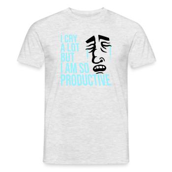 Je pleure beaucoup mais je suis tellement productif, émotions drôles - T-shirt homme - gris chiné - Devant - AI Model Male 178 dark (178cm)