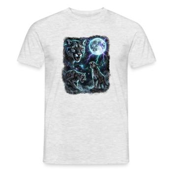 Vintage Wildcat Moon Lightning Retro Wildlife Animals - Men's T-Shirt - heather grey - Front - AI Model Male 178 dark (178cm)