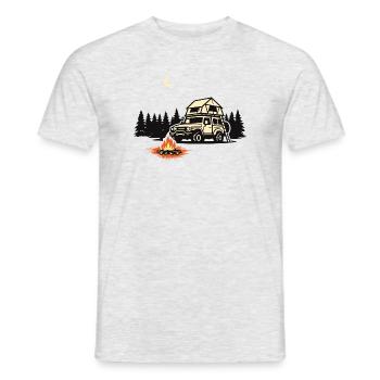 Dachzelt Camping Shirt für Outdoor Abenteurer - Männer T-Shirt - Grau meliert - Vorne - AI Model Male 178 dark (178cm)