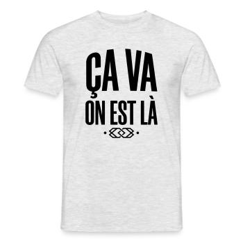 Slogan "Ça va on est là" - Style Streetwear - T-shirt homme - gris chiné - Devant - AI Model Male 178 dark (178cm)