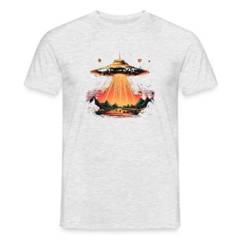 Arc des OVNI au-dessus des montagnes - T-shirt homme - gris chiné - Devant - AI Model Male 178 dark (178cm)