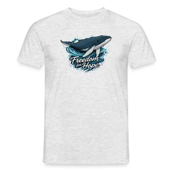 Freedom for Hope – Wal & Wellen - Männer T-Shirt - Grau meliert - Vorne - AI Model Male 178 dark (178cm)