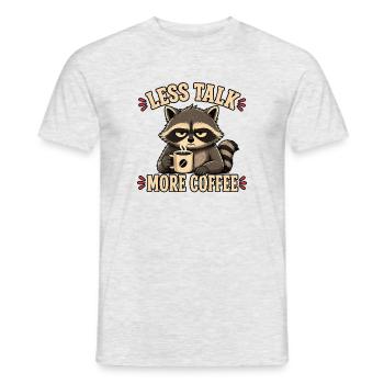 Weniger reden mehr Kaffee Waschbär lustiges Shirt  - Männer T-Shirt - Grau meliert - Vorne - AI Model Male 178 dark (178cm)