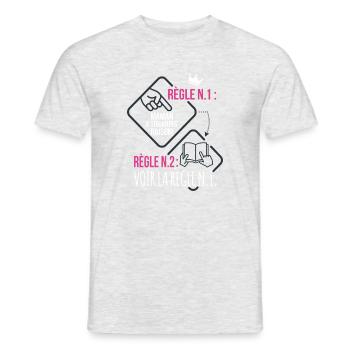 Règle 1 Maman a toujours raison humour - T-shirt homme - gris chiné - Devant - AI Model Male 178 dark (178cm)
