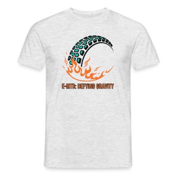 E-MTB Defying Gravity Flame Tire - Men's T-Shirt - heather grey - Front - AI Model Male 178 dark (178cm)