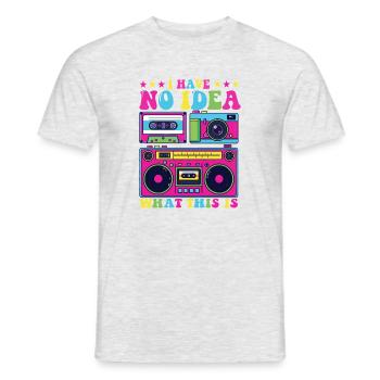 Aucune idée de ce que c’est, de l’humour de fête des années 80 - T-shirt homme - gris chiné - Devant - AI Model Male 178 dark (178cm)