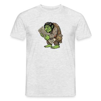 Troll avide avec clavier - T-shirt homme - gris chiné - Devant - AI Model Male 178 dark (178cm)