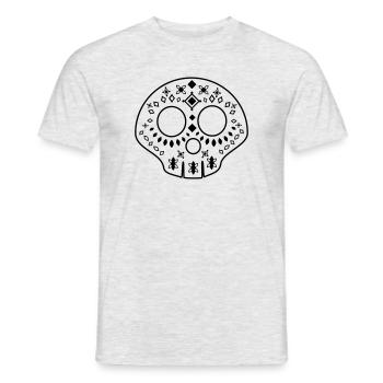 Calavera - Crâne à motifs - noir - T-shirt homme - gris chiné - Devant - AI Model Male 178 dark (178cm)