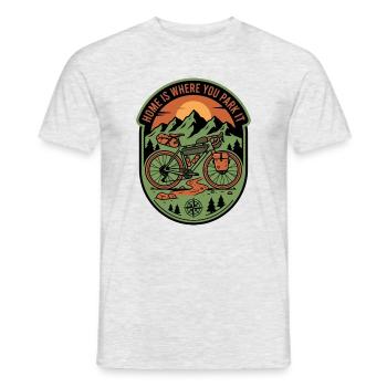 Zuhause ist der Ort, an dem du es parkst, Gravelbike - Männer T-Shirt - Grau meliert - Vorne - AI Model Male 178 dark (178cm)