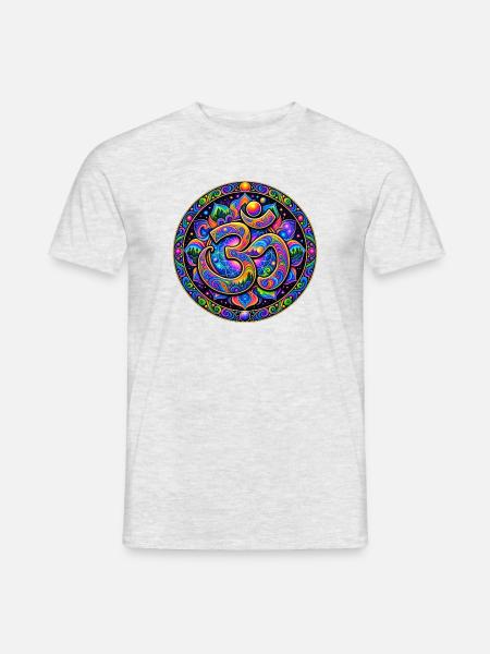 Om-Mandala - Männer T-Shirt - Grau meliert