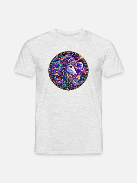 Einhorn - Männer T-Shirt - Grau meliert