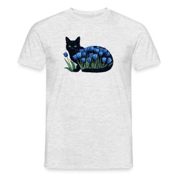 Cat Noir und Blue Tulips Cottagecore - Männer T-Shirt - Grau meliert - Vorne - AI Model Male 178 dark (178cm)