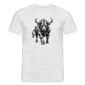 Stier Grafik - Männer T-Shirt - Grau meliert - Vorne - AI Model Male 178 dark (178cm)