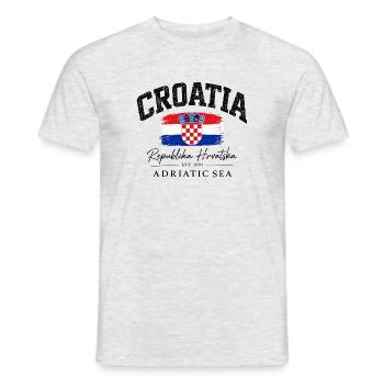 Croatia - Kroatien - Wappen - Mittelmeer - Adria - Männer T-Shirt - Grau meliert - Vorne - AI Model Male 178 dark (178cm)