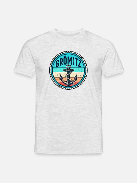 Grömitz - Insel - Anker - Ostsee - Deutschland - Männer T-Shirt - Grau meliert