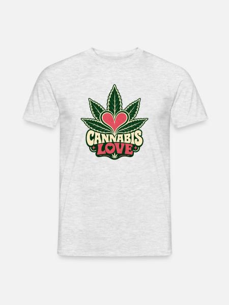 CANNABIS LOVE - Männer T-Shirt - Grau meliert