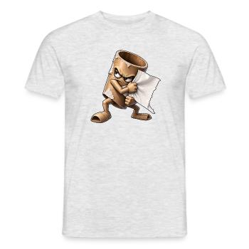 Wütende Rolle reißt Papier - Männer T-Shirt - Grau meliert - Vorne - AI Model Male 178 dark (178cm)
