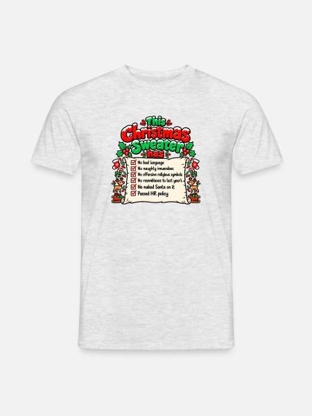 Lustiger Weihnachtspullover – Vollständig genehmigt - Männer T-Shirt - Grau meliert