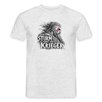 Der Sturm formt den Krieger | Noventra - Männer T-Shirt - Grau meliert - Vorne - AI Model Male 178 dark (178cm)