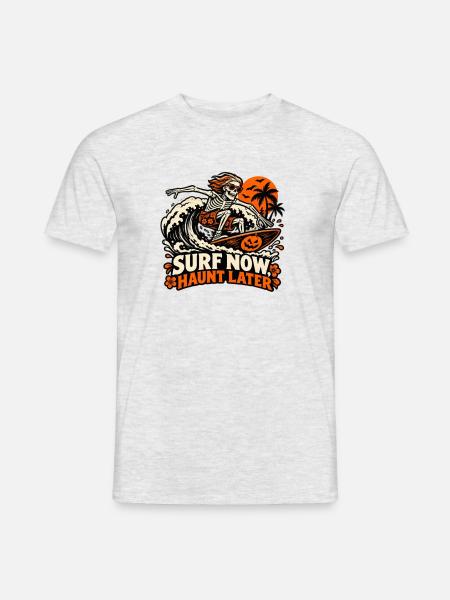 Surf Now Haunt Später - Männer T-Shirt - Grau meliert