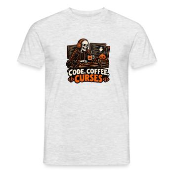 Code Kaffeeflüche - Männer T-Shirt - Grau meliert - Vorne - AI Model Male 178 dark (178cm)