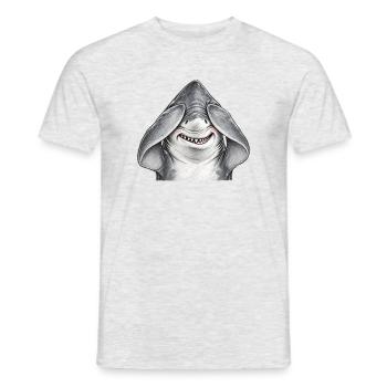 Schüchterner Hai, der seine Augen verbirgt Tierhumor - Männer T-Shirt - Grau meliert - Vorne - AI Model Male 178 dark (178cm)