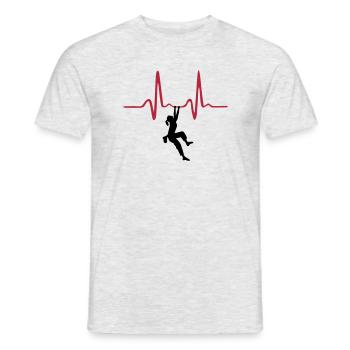 Kletterin und Herzschlag, Klettern - Männer T-Shirt - Grau meliert - Vorne - AI Model Male 178 dark (178cm)