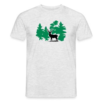 Hirsch - Deer - Männer T-Shirt - Grau meliert - Vorne - AI Model Male 178 dark (178cm)