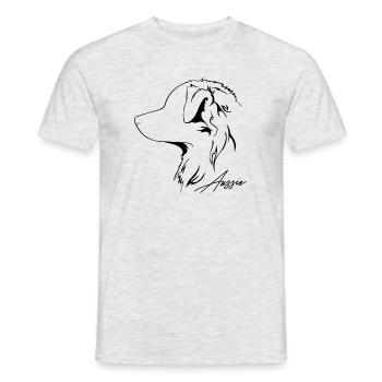 AUSSIE Australian Shepherd Hunde Hütehund Wilsigns - Männer T-Shirt - Grau meliert - Vorne - AI Model Male 178 dark (178cm)