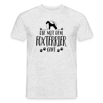 DIE MIT FOXTERRIER Hundespruch Hund Hunde - Männer T-Shirt - Grau meliert - Vorne - AI Model Male 178 dark (178cm)