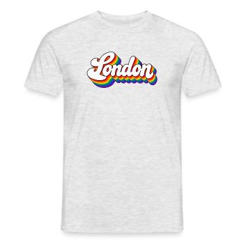 London - Regenbogen Schrift - GB - Great Britain - Männer T-Shirt - Grau meliert - Vorne - AI Model Male 178 dark (178cm)