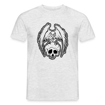 Crow on skull Halloween - Men's T-Shirt - heather grey - Front - AI Model Male 178 dark (178cm)