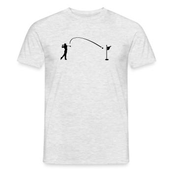 Joueur de golf frappe balle dans le trou fréquence cardiaque, cardio - T-shirt homme - gris chiné - Devant - AI Model Male 178 dark (178cm)