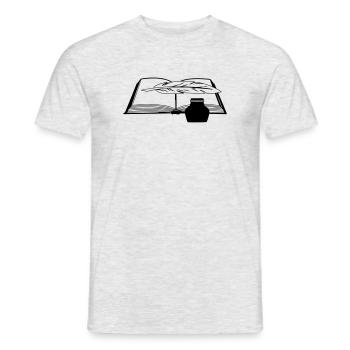 book with feather pen and inkwell - Men's T-Shirt - heather grey - Front - AI Model Male 178 dark (178cm)