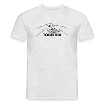 Zusammenarbeit bei Handgesten, Teamarbeit mit Text - Männer T-Shirt - Grau meliert - Vorne - AI Model Male 178 dark (178cm)