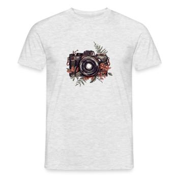 Cool vintage retro camera with flowers and leaves - Men's T-Shirt - heather grey - Front - AI Model Male 178 dark (178cm)