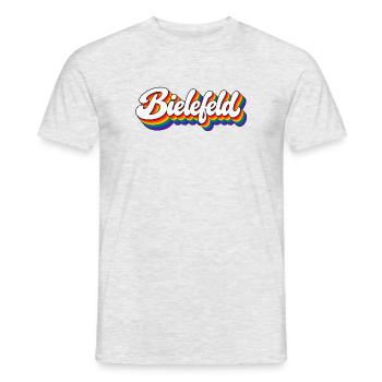 Bielefeld - Regenbogen Schrift - Deutschalnd - Männer T-Shirt - Grau meliert - Vorne - AI Model Male 178 dark (178cm)