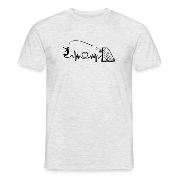 Fußball Header Ziel Herzfrequenz Cardio Vektor - Männer T-Shirt - Grau meliert - Vorne - AI Model Male 178 dark (178cm)