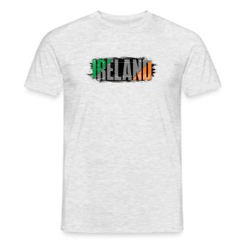 Ireland Flag Striped Wordmark - Men's T-Shirt - heather grey - Front - AI Model Male 178 dark (178cm)