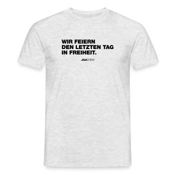 JGA: Letzter Tag in Freiheit (Jungesellenabschied) - Männer T-Shirt - Grau meliert - Vorne - AI Model Male 178 dark (178cm)